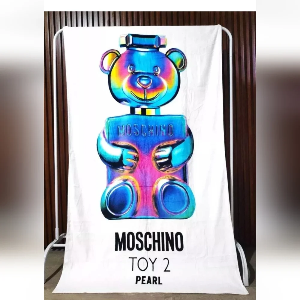 Love Moschino Toy Beach Rainbow Bear Designer Plush Luxury Towel